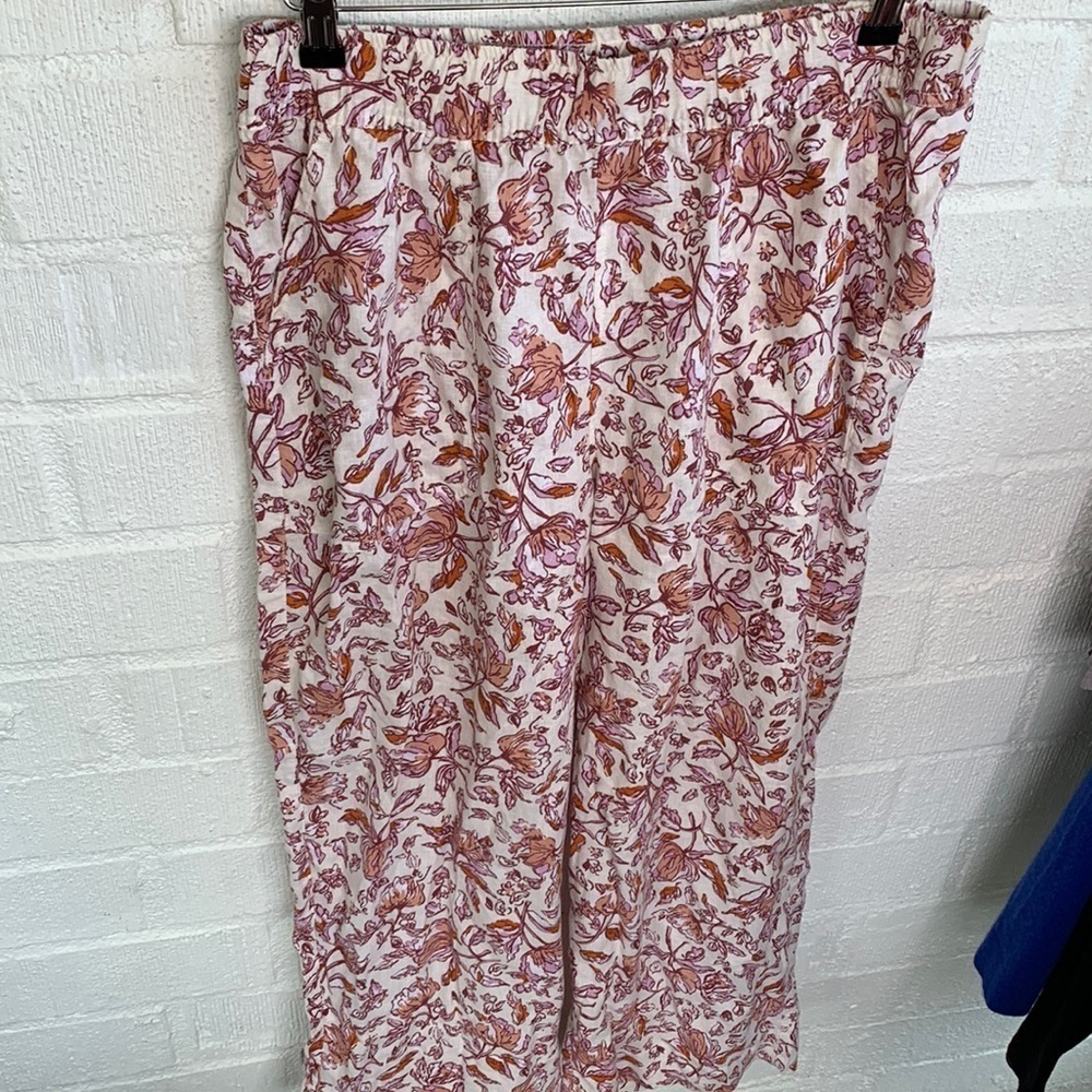 Haute Hippie Floral Cotton Elastic Pull On High Rise Pants sz L